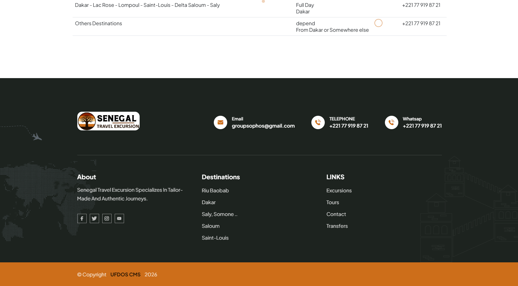 SENEGAL TRAVEL EXCURSION – Site de présentation et système de gestion
