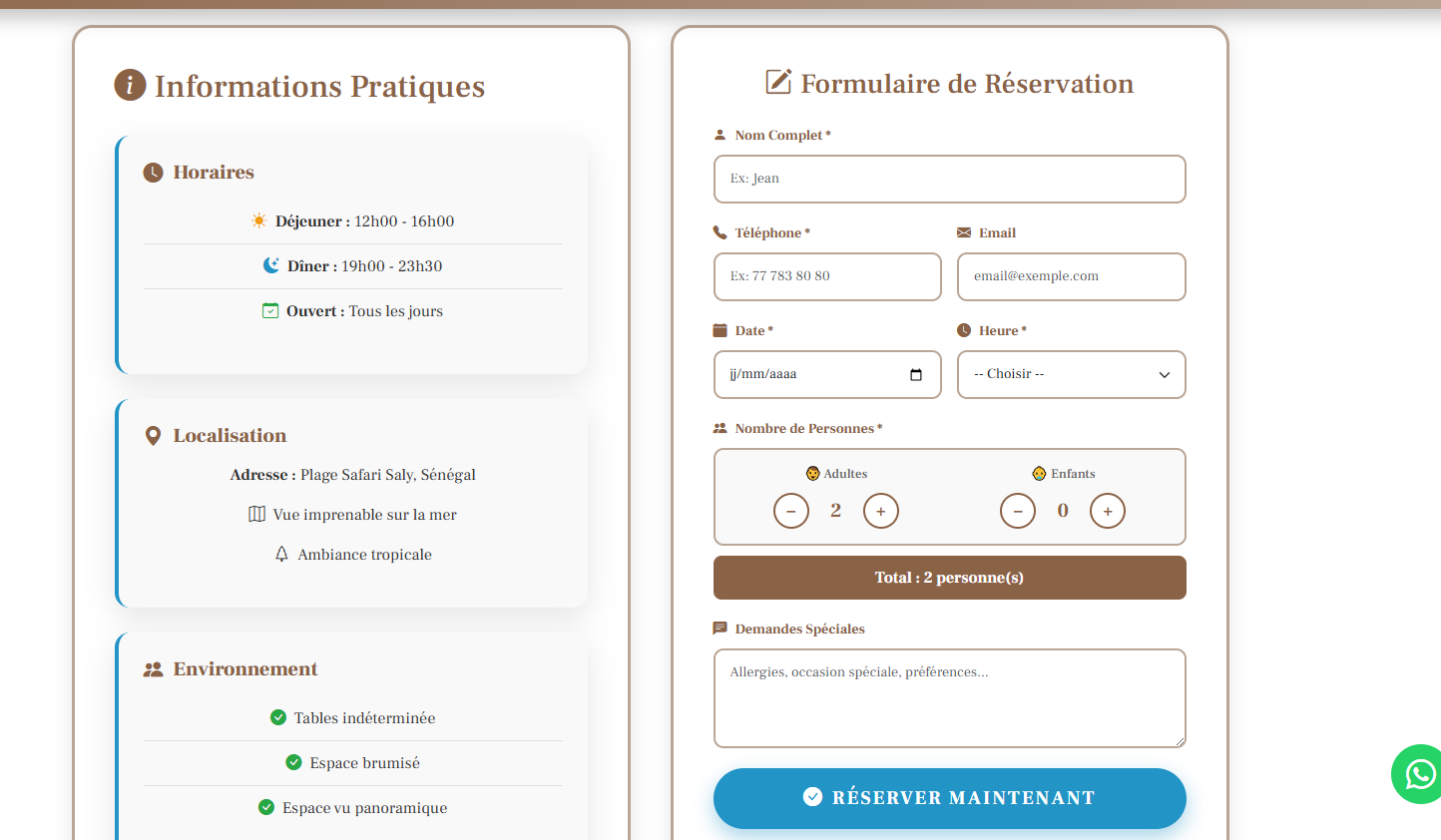 Plateforme Digitale – Restaurant de Plage
